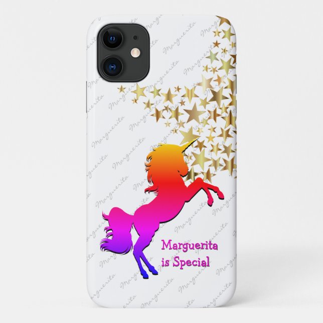 Capa Para iPhone 11 Estrelas Douradas Personalizadas Unicórnio Multico (Verso)