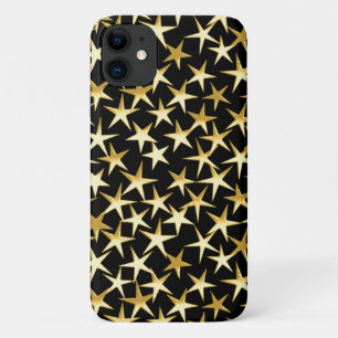 Capa Para iPhone 11 estrelas Douradas sobre fundo preto