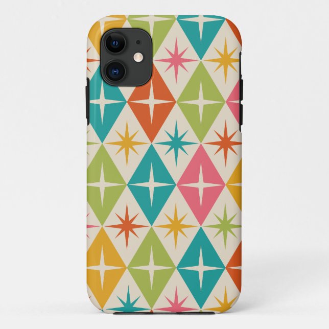 Capa Para iPhone 11 Estrelas Explosivas de Meados do Século em Diamant (Verso)