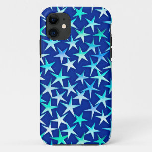 Capa Para iPhone 11 Estrelas satíricas, azul pálido sobre cobalto