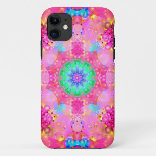 Capa Para iPhone 11 Estrelas & teste padrão cor-de-rosa do Fractal da