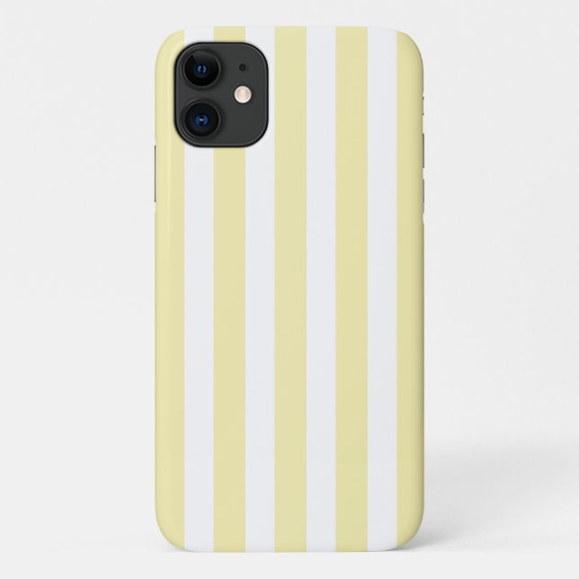Capa Para iPhone 11 Estrias de doces, amarelas e brancas (Verso)