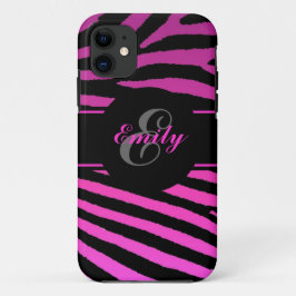 Capa Para iPhone 11 Estrias de zebra rosa personalizáveis, caso iphone