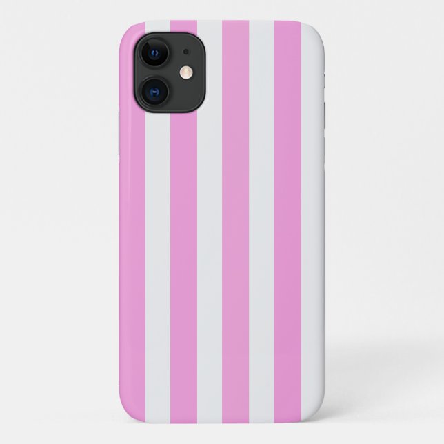 Capa Para iPhone 11 Estrias doces brancas e rosadas (Verso)