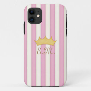 Capa Para iPhone 11 Estrias Vitorianas Rosa - Princesa Monograma Inver