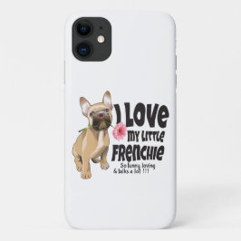 Capa Para iPhone 11 Eu adoro o meu pequeno francês - Buldogue francês