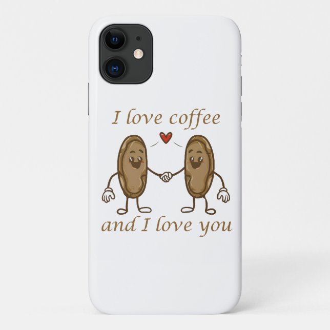 Capa Para iPhone 11 Eu amo café e eu amo você (Verso)