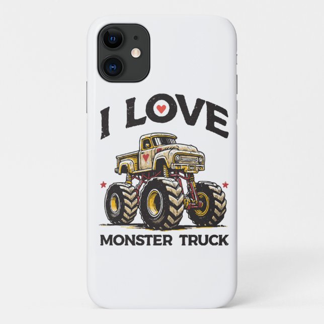 Capa Para iPhone 11 Eu Amo Caminhão Monstro (Verso)