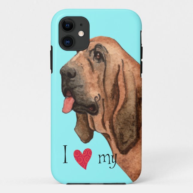 Capa Para iPhone 11 Eu amo meu Bloodhound (Verso)