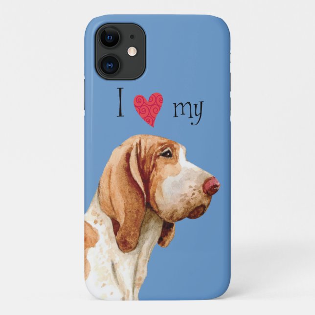 Capa Para iPhone 11 Eu amo meu Bracco Italiano (Verso)