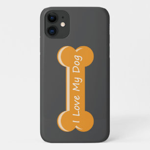 Capa Para iPhone 11 Eu Amo Meu Cachorro Osso do cão
