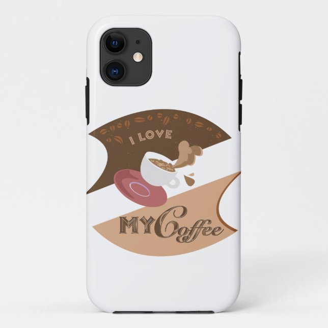 Capa Para iPhone 11 Eu Amo Meu Café Retro Java (Verso)