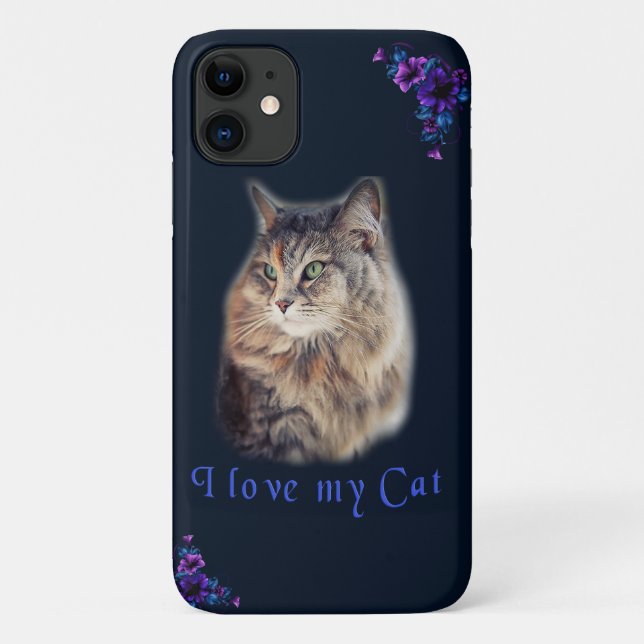 Capa Para iPhone 11 Eu amo meu gato (Verso)