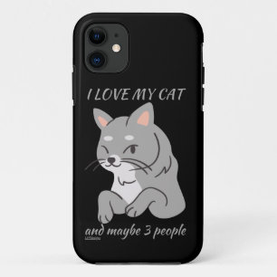 Capa Para iPhone 11 EU AMO MEU GATO E TALVEZ 3 PESSOAS, gatinho engra
