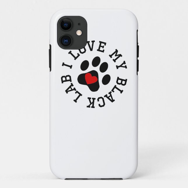 Capa Para iPhone 11 Eu amo meu laboratório preto (Verso)