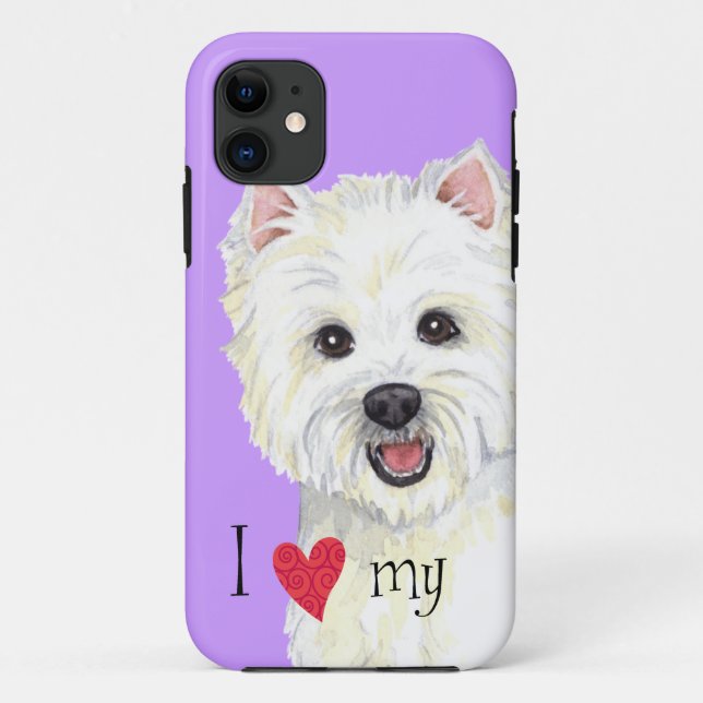 Capa Para iPhone 11 Eu amo meu Westie (Verso)