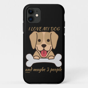 Capa Para iPhone 11 EU AMO O MEU CACHORRO E TALVEZ 3 PESSOAS engraçad