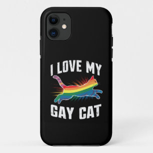 Capa Para iPhone 11 Eu Amo O Meu Gay Gato Engraçado Do Arco-Íris Lgbt