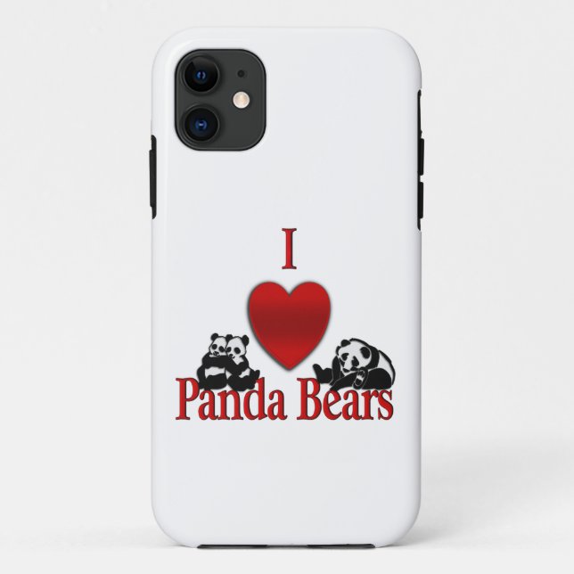 Capa Para iPhone 11 Eu Amo Ursos Pandas Diversão (Verso)