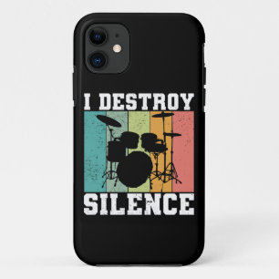 Capa Para iPhone 11 Eu Destruo Silêncio Vintage Drummer Retro