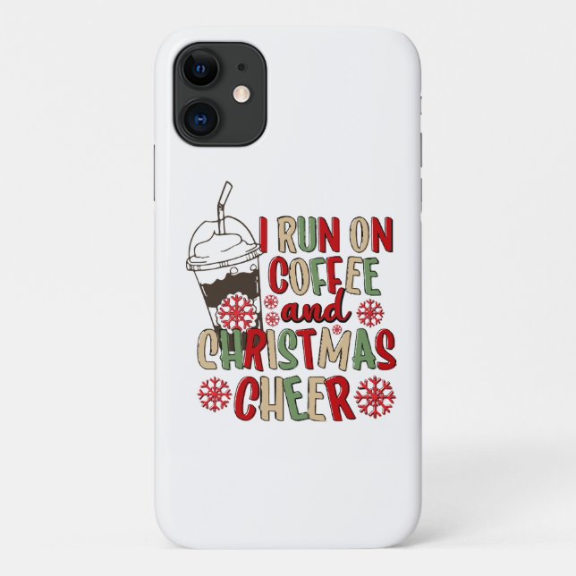 Capa Para iPhone 11 Eu Funciono Com Café e Alegria de Natal (Verso)