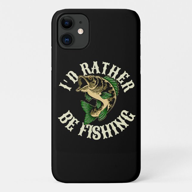 Capa Para iPhone 11 Eu Preferiria Estar Pescando Engraçado (Verso)