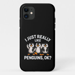 Capa Para iPhone 11 Eu Só Realmente Gosto de Pinguins OK Pinguim Diver