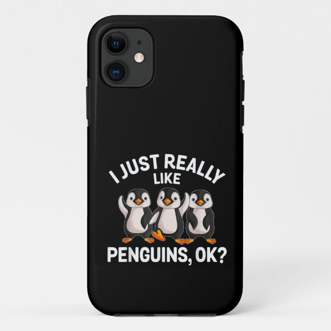 Capa Para iPhone 11 Eu Só Realmente Gosto de Pinguins OK Pinguim Diver (Verso)