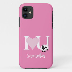 Capa Para iPhone 11 Eu te amo bonitinho de desenho rosa