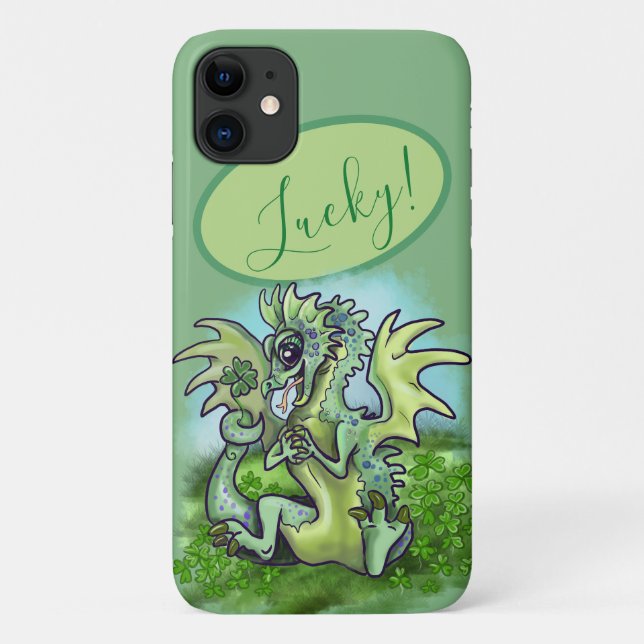 Capa Para iPhone 11 "eu tenho sorte!" Lucky Shamrock Dragon (Verso)