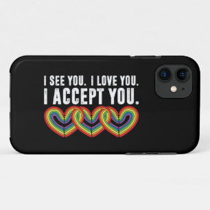 Capa Para iPhone 11 Eu Vejo Você Eu Amo Você Eu Aceito Você Arco-Íris 