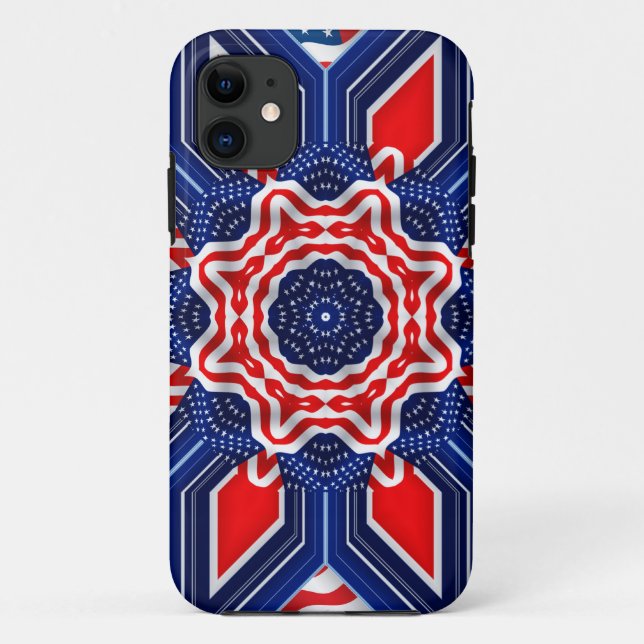 Capa Para iPhone 11 EUA e British Flag Morph (Verso)