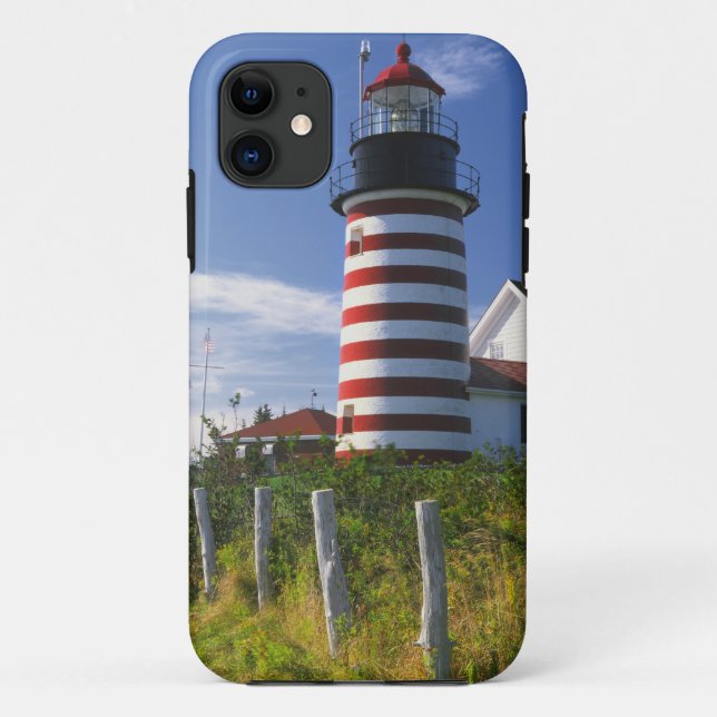 Capa Para iPhone 11 EUA, Maine, Lubec. Farol West Quoddy Head (Verso)