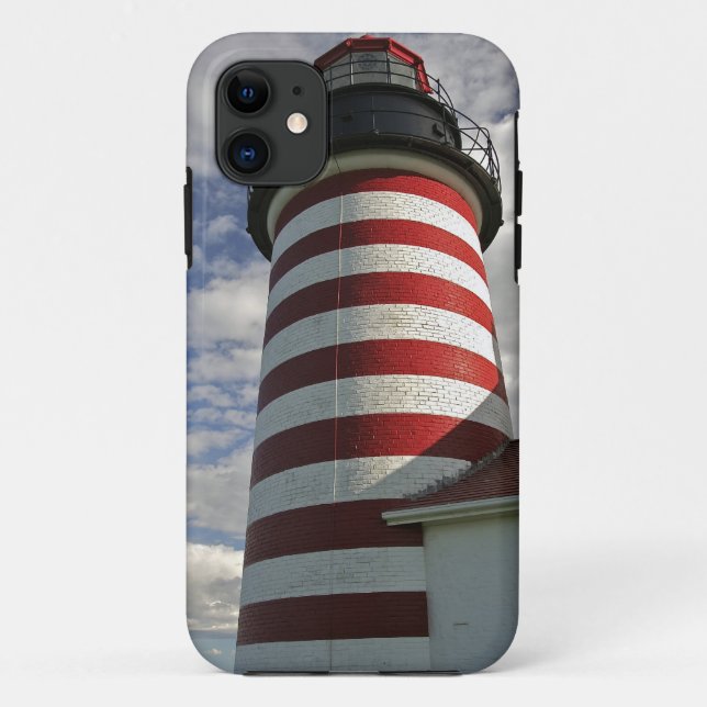 Capa Para iPhone 11 EUA, Maine, Lubec. Farol West Quoddy Head (Verso)