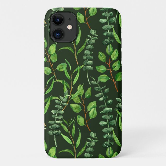 Capa Para iPhone 11 Eucalipto em verde escuro (Verso)