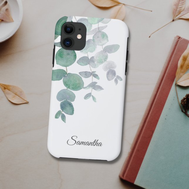 Capa Para iPhone 11 Eucalyptus Greenery Nome Personalizado (Criador carregado)