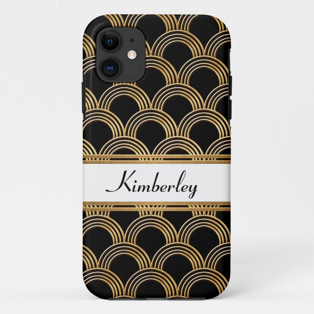 Capa Para iPhone 11 Excelente Art Deco Gatsby Style Shell Faux Dourado (Verso)