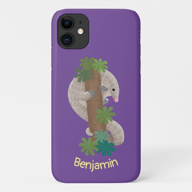 Capa Para iPhone 11 Exemplo de tamanduá de pangolim feliz e bonito (Verso)