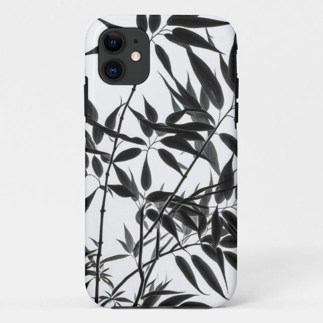 Capa Para iPhone 11 Fábrica de Bambu preto e branco (Verso)