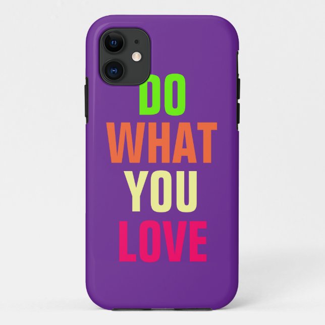 Capa Para iPhone 11 Faça o que você ama, iPhone 5 de fundo roxo (Verso)