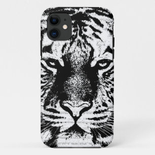 Capa Para iPhone 11 Face Tigre Preta e Branca