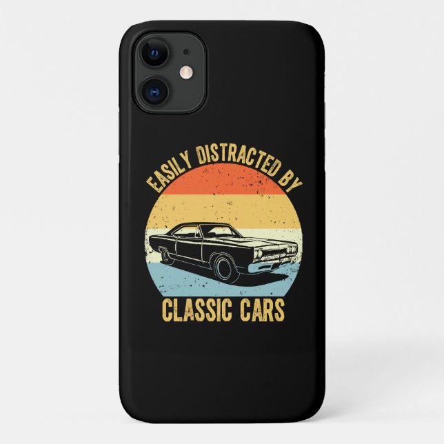 Capa Para iPhone 11 Facilmente Distraído Por Carros Clássicos (Verso)