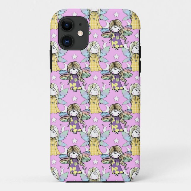 Capa Para iPhone 11 Fadas Lindas e Estrelas e Luas Padrão (Verso)