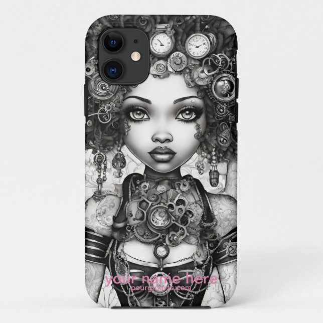 CAPA PARA iPhone 11 FAIRY BEAUTY BLACK BRANCO ARTE DIGITAL (Verso)