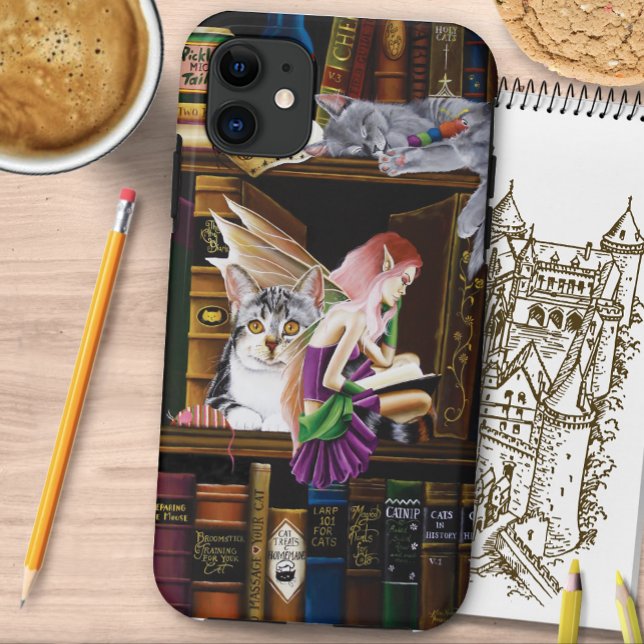 Capa Para iPhone 11 Fairy Cats Books Library Fantasy (Criador carregado)