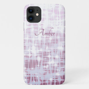 Capa Para iPhone 11 Faíscas de Brilho Branco Mauve Personalizadas