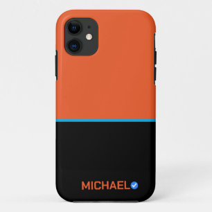 Capa Para iPhone 11 Faixa Azul Laranja Personalizada