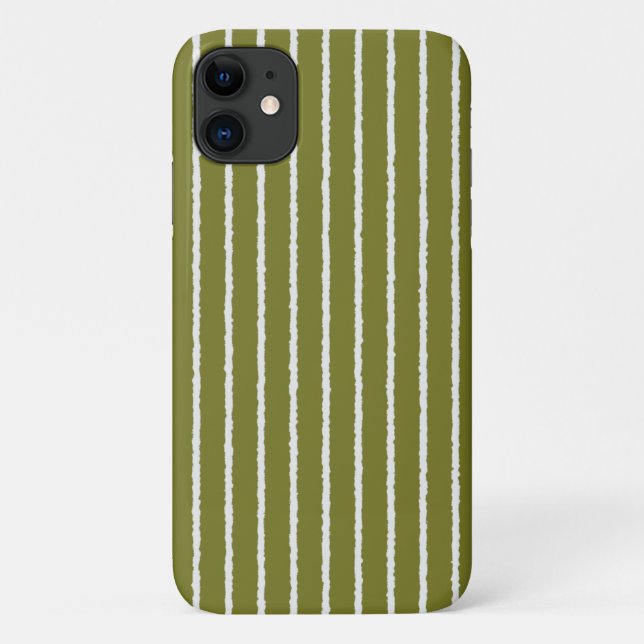 Capa Para iPhone 11 Faixa Verde-Oliva com Linhas Isoladas (Verso)