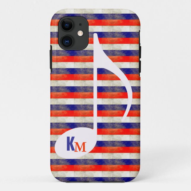 Capa Para iPhone 11 faixas de notas musicais personalizadas (Verso)