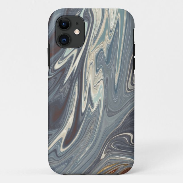 Capa Para iPhone 11 Fallen Waves Art | Melhor pintura abstrato moderna (Verso)